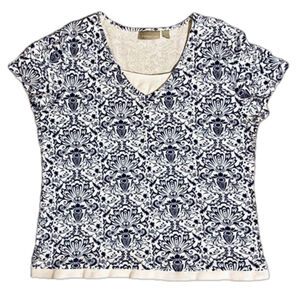 Women's Croft & Barrow Black and White Blouse T-Shirt Size L